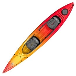 red orange yellow cove 14.5T perception kayak fluid fun canoe and kayak